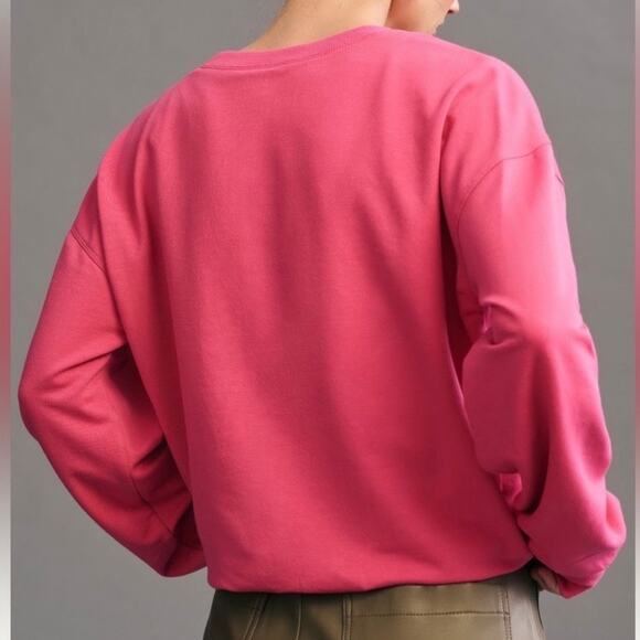 Anthropologie Maeve Twist Front Sweatshirt Small Pink Rose Preppy Modern - Picture 6 of 14